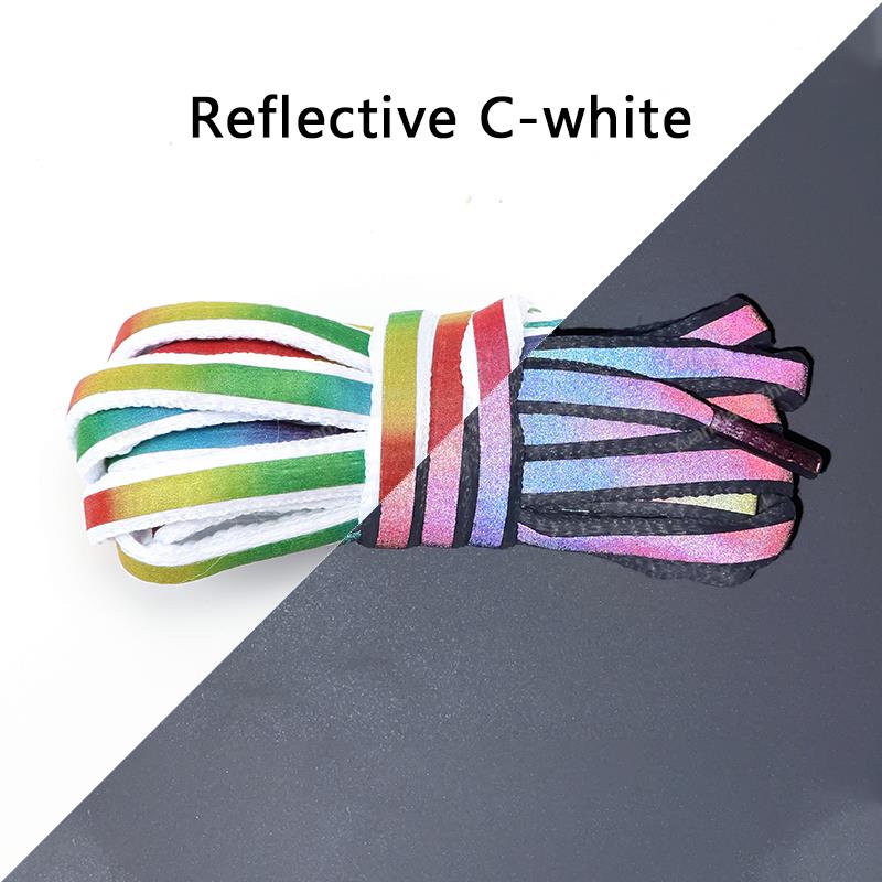 Reflecterende Schoenveters Mode Regenboog Schoenveters Wit Zwart Elastische Veters Sneakers Ronde Schoenveter voor Schoenen 100/120/140cm 1 Paar