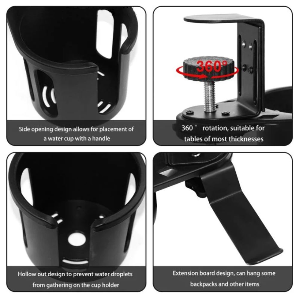 360 Degree Rotating Desk Mug Bracket Non Slip Clip On Cup Holder Table Cup Holder Home Office