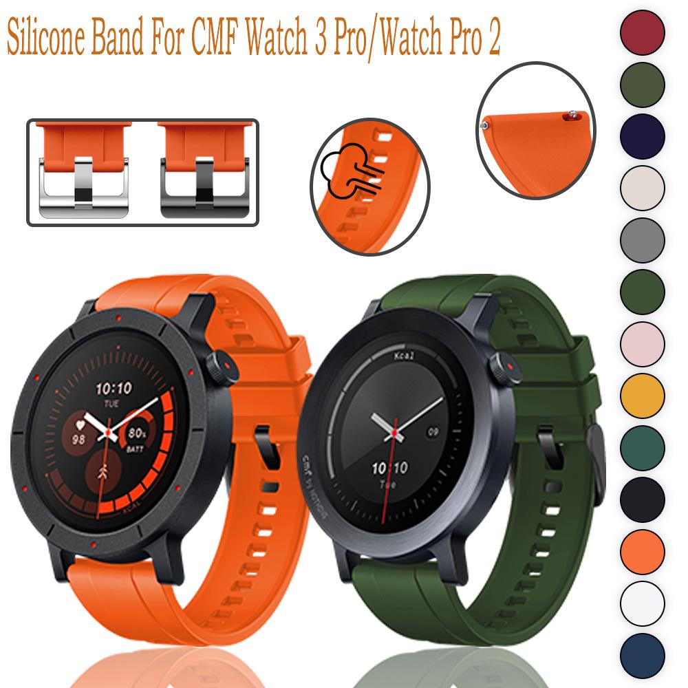 Compatible for CMF Watch 3 Pro 22mm Universal Sport Breathable Silicone Classic Buckle Replace Wristband for CMF Watch Pro/Pro 2