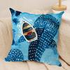 Marine Animals Summer Ins Cushion Cover Silky Short Plush Invisible Zipper Dustproof Sofa Pillow Case For Home Decor