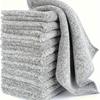 5pcs/10pcs Natural Bamboo Fiber Dish Towels, Highly Absorbent & Lightweight Reusable Cleaning Cloths, Modern Grey Kitchen Towel