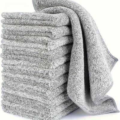 5pcs/10pcs Natural Bamboo Fiber Dish Towels, Highly Absorbent & Lightweight Reusable Cleaning Cloths, Modern Grey Kitchen Towel