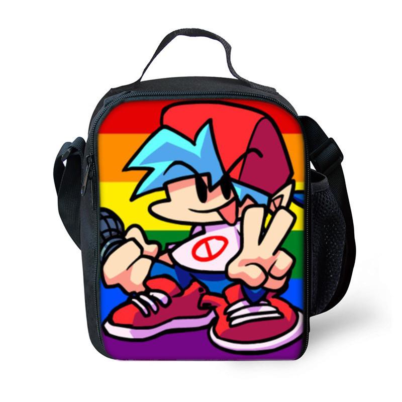 Funkin Night Friday Fnf Lunch Bags Thermal School Handbag For Kids Single Strap