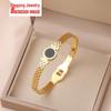 18K Gold Korean-Style Titanium Steel Women's Bracelet - Roman Bangle with Cold Style Niche Design