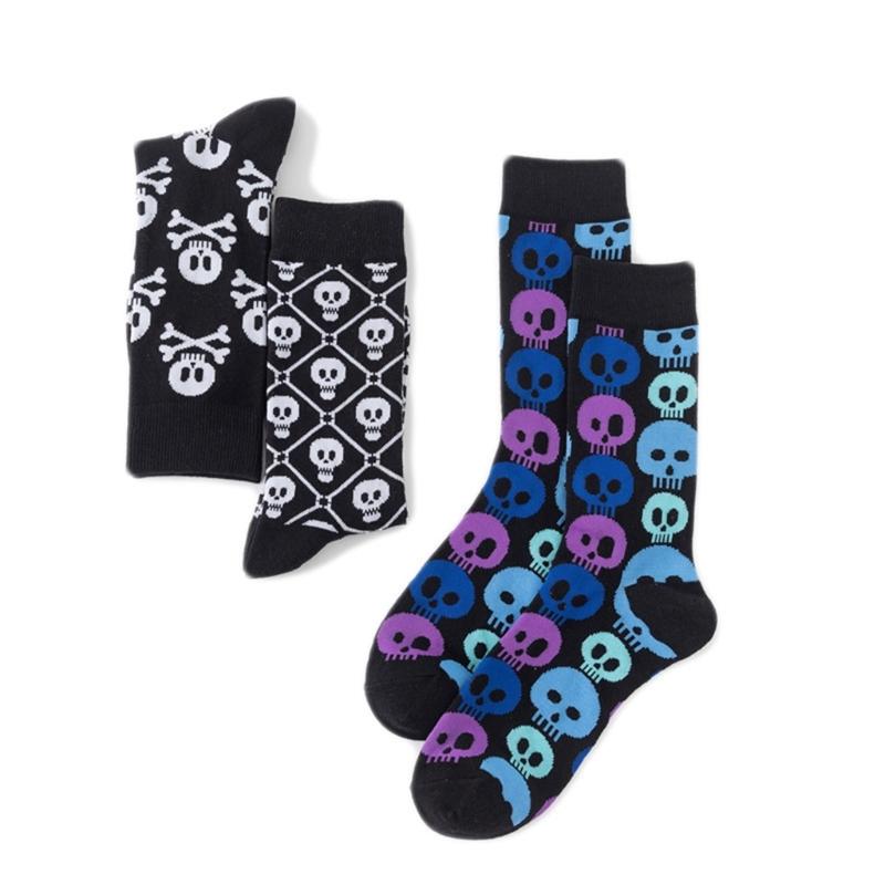 Men's Funny Skull Crew Socks Cartoon Alien Design Cotton Casual Socks Halloween Sock for Hip Hop Parties