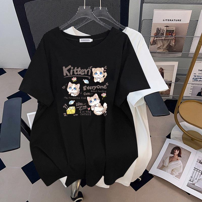 Plus Size Slimming Loose Mid-Length Short-Sleeve Women s T-Shirt 5XL