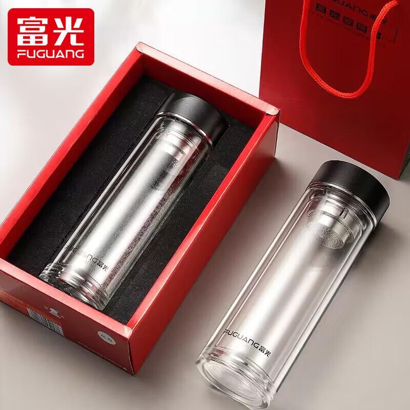 Fuguang G2061 Double-Wall Borosilicate Glass Tea Infuser Mug 320ml