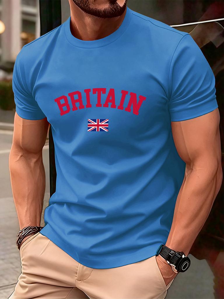 Britain Text With Flag Prints Cotton TShirts Men Summer Oversized ONeck T Shirt Comfortable Short Sleeve Tops Basic Clothes