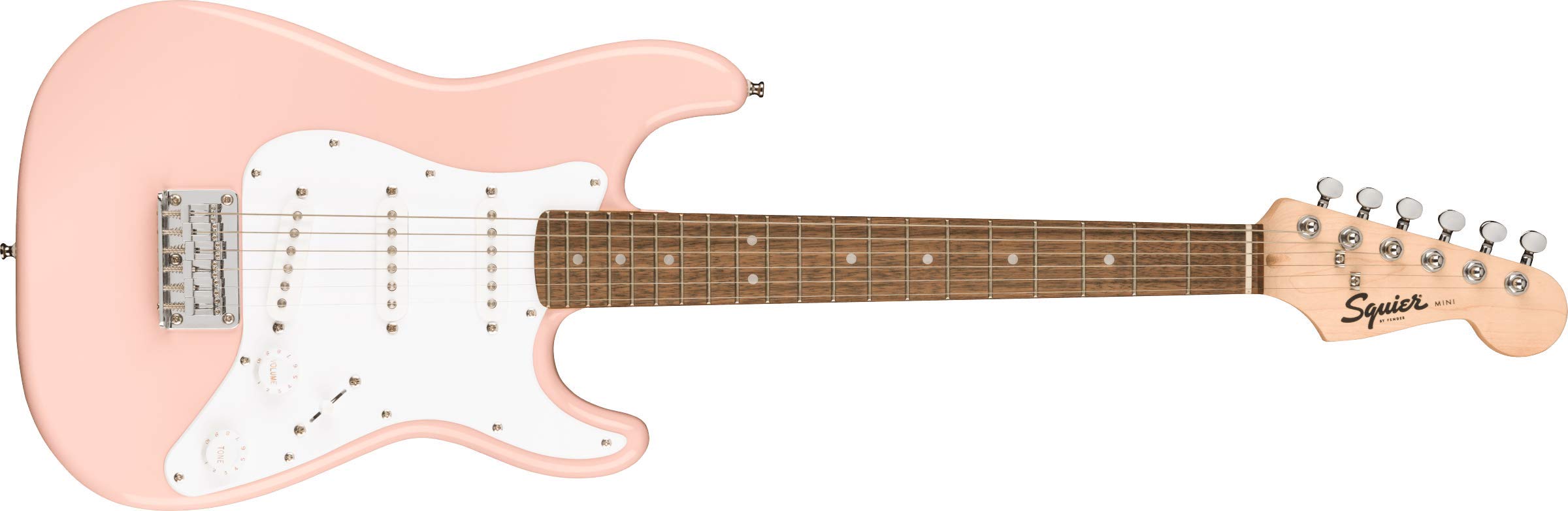 

Электрогитара Squier Mini Laurel Shell Pink с мягким футляром Stratocaster®, накладкой грифа,