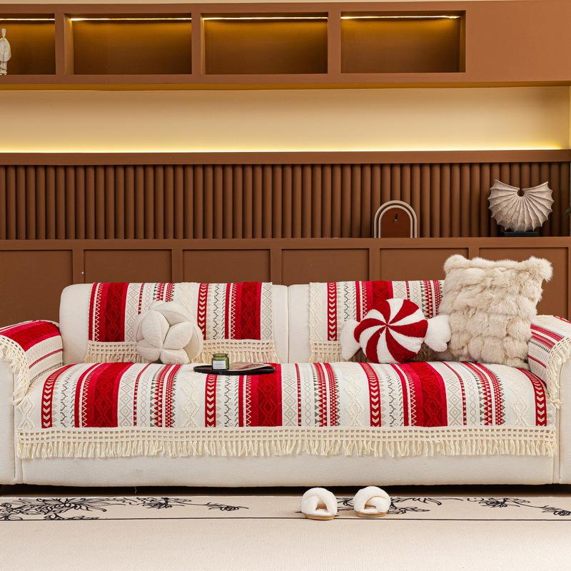 1Pc Chenille Tassel Sofa Cover All Seasons Universal Sofa Mat For Living Room Non-Slip Couch Cushion Towel Home Decoration