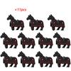 11pcs Medieval Horses Grey Bodies Blue Saddle Blankets White Horse Emblems Yellow Trims Building Block
