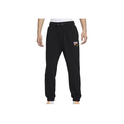 Contrast Logo Design Mid-Waist Drawstring Knit Sports Pants Men Bottoms Black HF1114-010