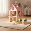 Pink Wooden Dollhouse | Multi-Level Open Layout, with Stairs, Toy, for