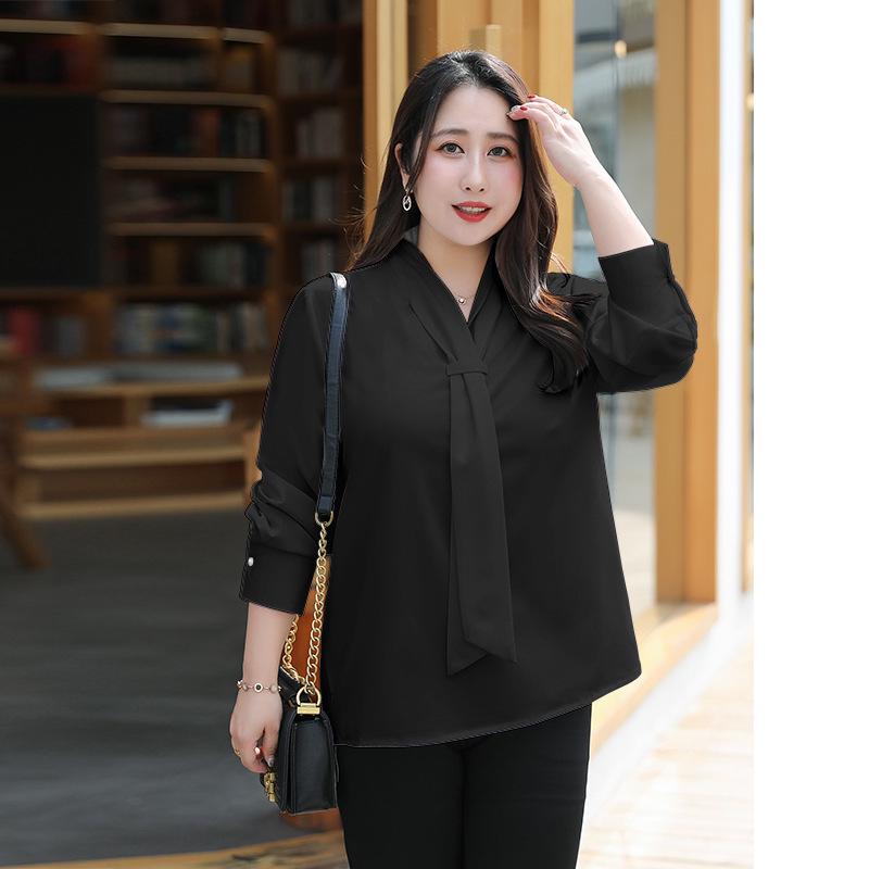 

2026 Autumn Plus Size Women s Loose Chiffon Shirt - Professional & Chic Design, Up to 200 Jin 5XL чорний