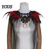 Feather Cape for Halloween Gothic Cloak Men Women, Tulle with Women's Party Wrap Shawl Shrug Shoulder Witch Cosplay Costume, Stage Performance Collar