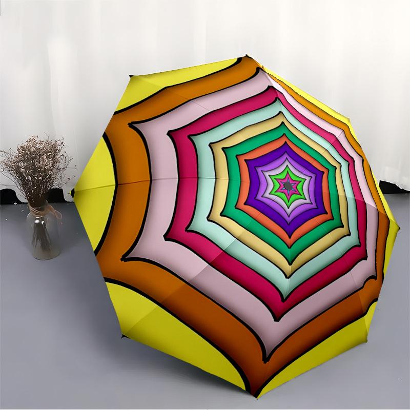 1pc Kaleidoscope Automatic Folding Umbrella - Portable Collapsible, 8-Rib Durable Frame, Perfect for Outdoor Use,  yy251218098