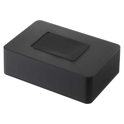 Yamazaki Wet Wipe Holder, Black, Approx. W17 X D11.5 X H5.6cm, Tower, Easy One-Hand Open Silicone Lid, 5703