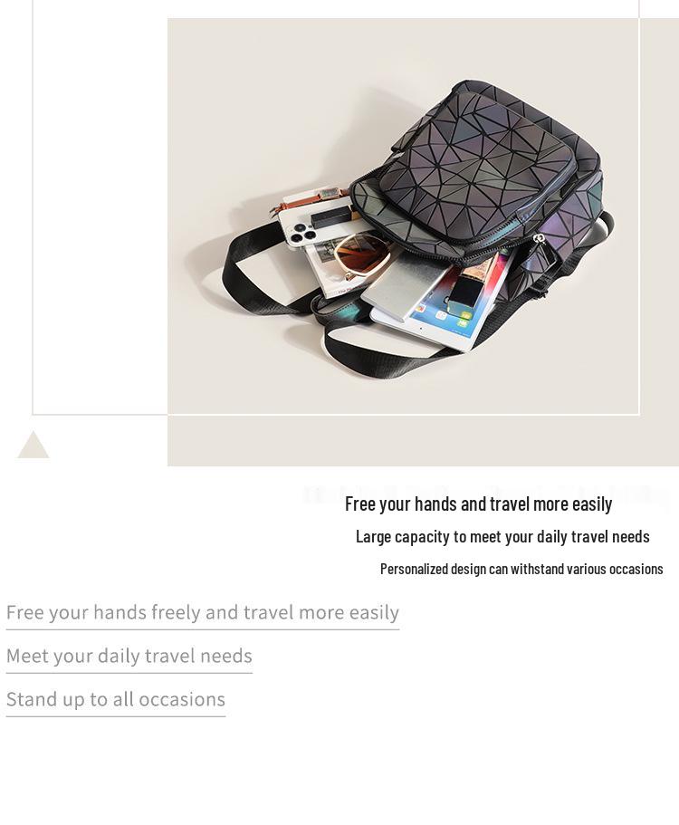 2026 Spring/Summer Geometric Luminous Double Shoulder Backpack - Trendy, Versatile, Large Capacity for School and Travel