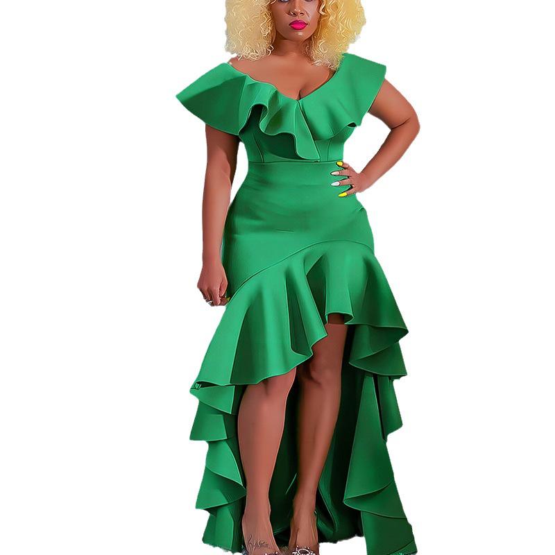 2023 African Solid Color Loose Fit Evening Dress, Slim Long Skirt, Cross-Border Exclusive