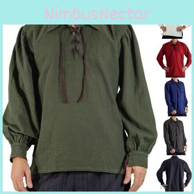 Comoda Maglia Pirata Medievale in Misto Cotone da Uomo con Vestibilità Larga