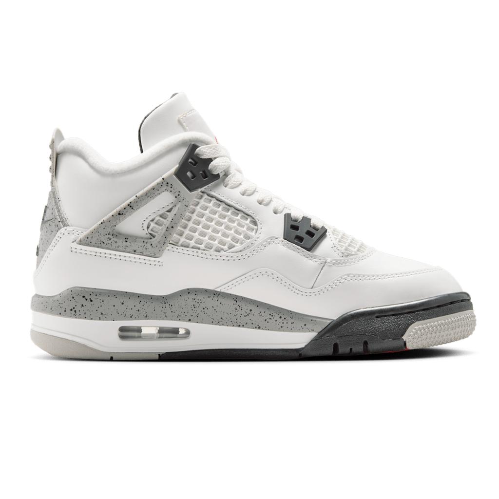 Air Jordan 4 Retro OG GS White Cement 2025 Kids Sneakers Tech-Grey Black Fire-Red IB4171-100