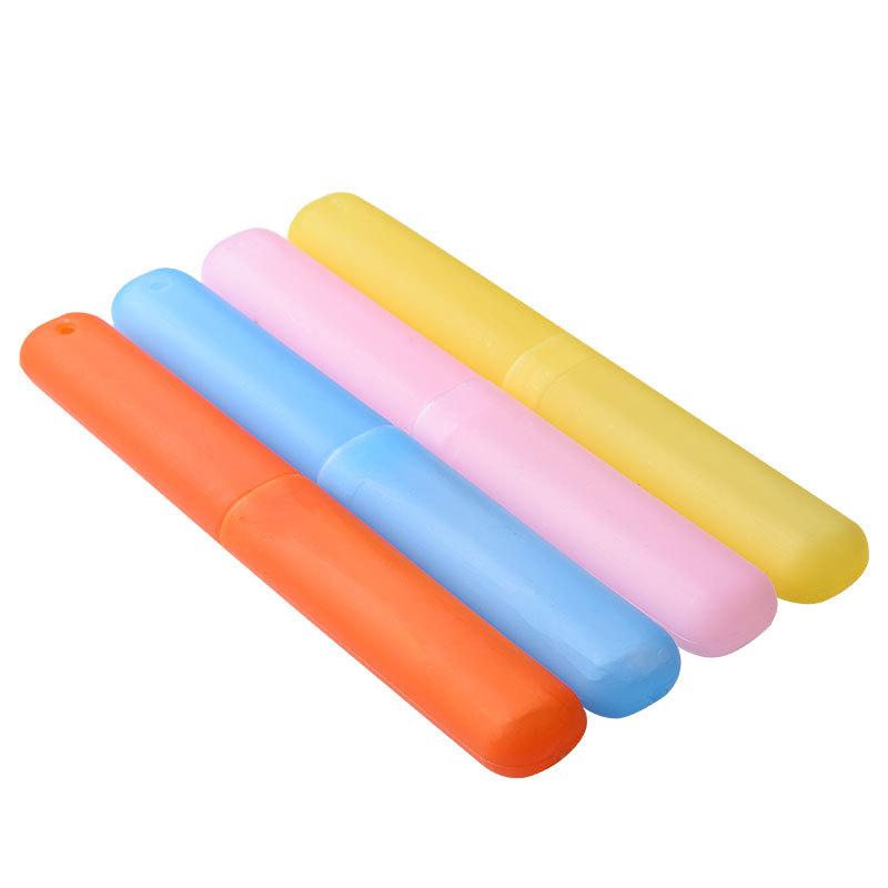 Travel Portable Toothbrush Case Seven-color Candy Color Transparent Toothbrush Bucket Wheat Straw Toothbrush Cup