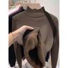 Winter integrated velvet thickened turtleneck knitted bottoming shirt women's warm inner top soft waxy basic sweater