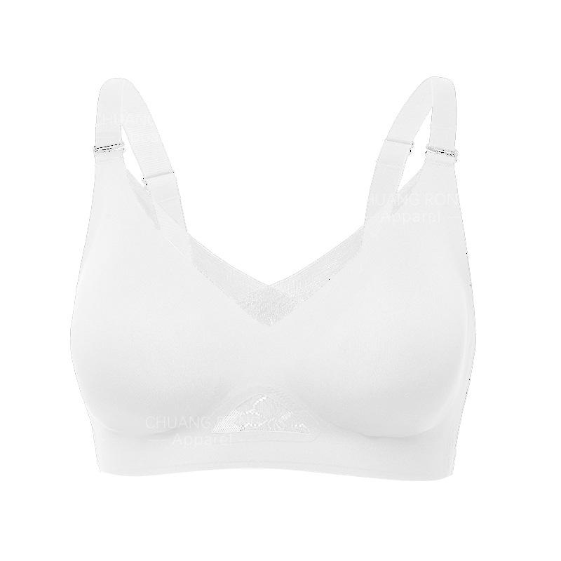 

Sexy steel-free jelly glue underwear women s lace splicing comfortable and breathable thin mold cup big chest small bra S
