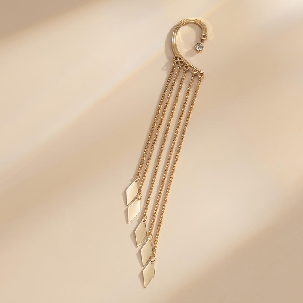 Ingemark Kpop Long Tassel Clip Earring for Women Ladies No Piercing Fake Cartilage Exquisite Ear Bone Clips Pendientes Zircon