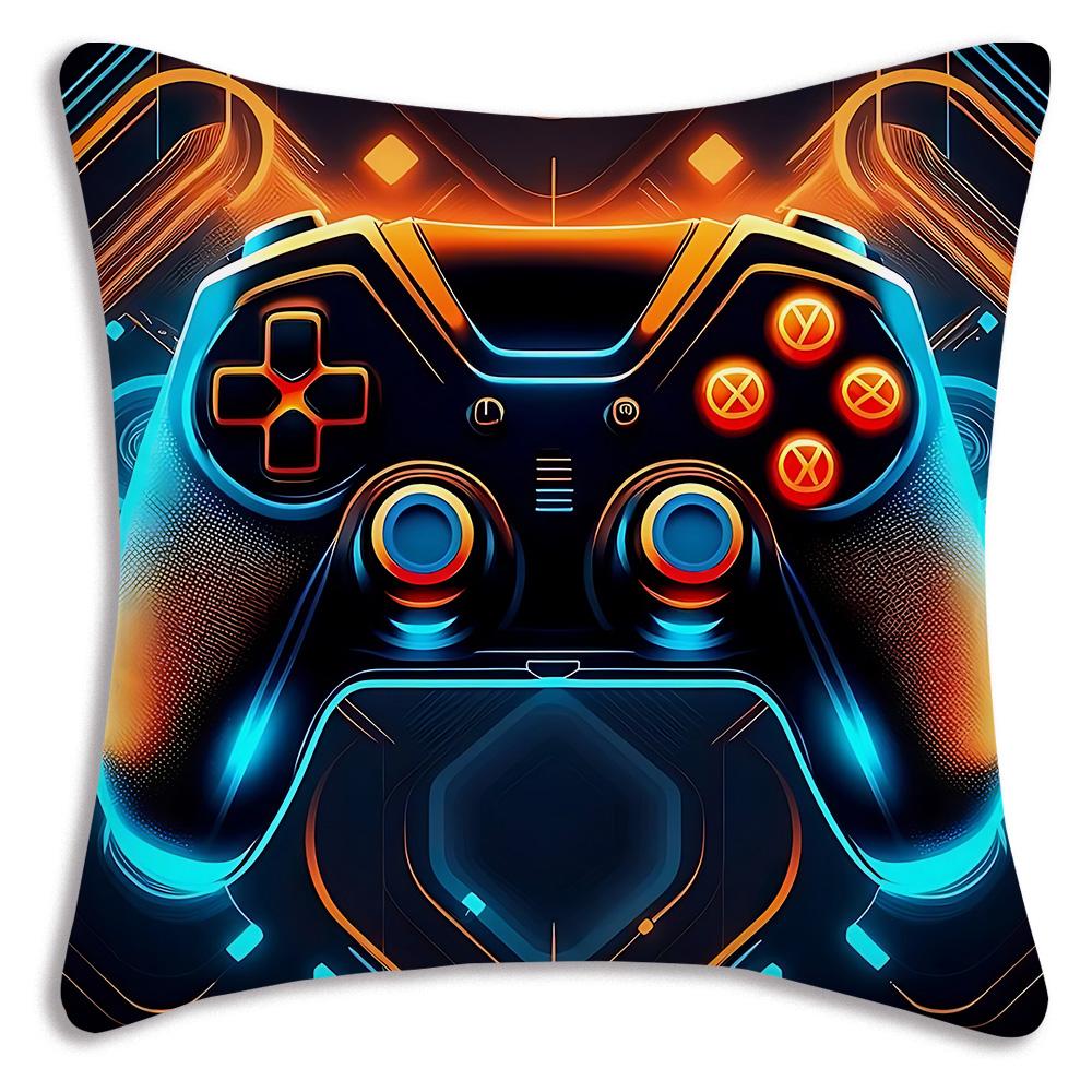 Hot Colorful Game Gamepad Pillow Covers Cartoon Sofa Decorative Home Double-Sided Printing Short Plush Cute Cushion Cover