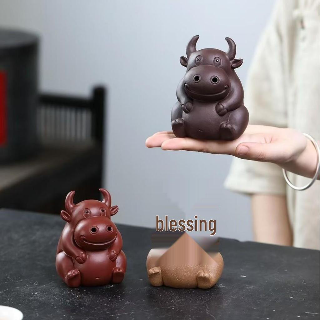 Yixing Zisha Cute Cow Tea Pet Ornament