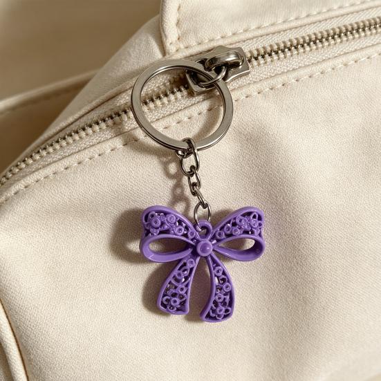 2Pcs Keychain Pendant, Hollow Bow Shape Key Ring with Chain, Compact Portable Key Holder for Men Women Accessories