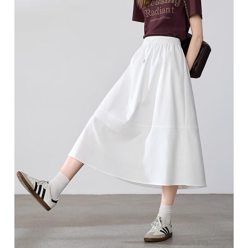 BETU Women's White Pleated A-Line Skirt