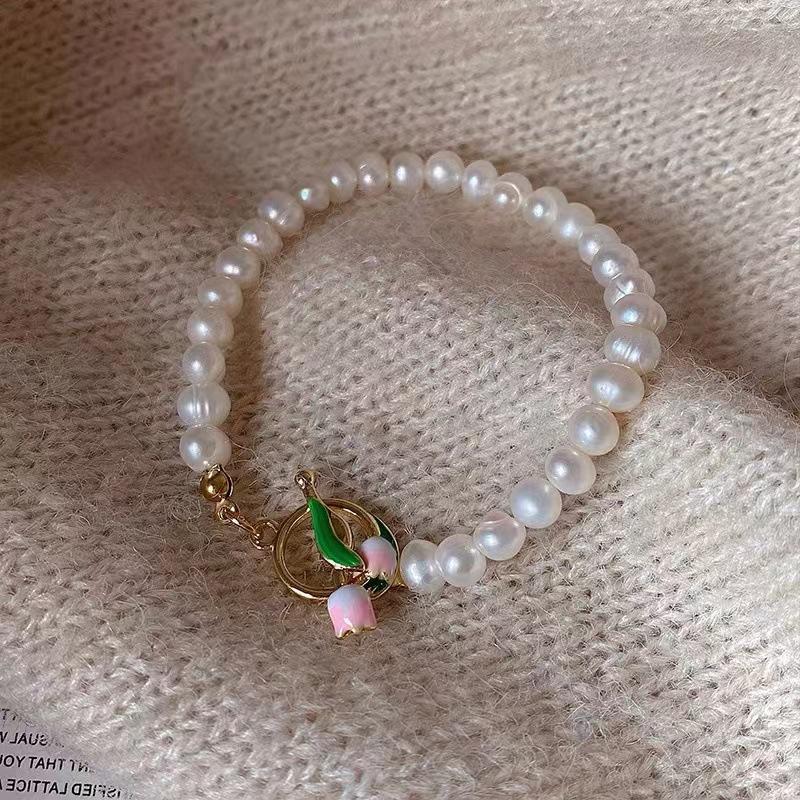 

Летний браслет Tulip Pearl OT Buckle - модный ретро-стиль для женщин