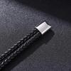 European & American Men's Woven Leather & Stainless Steel Bracelet