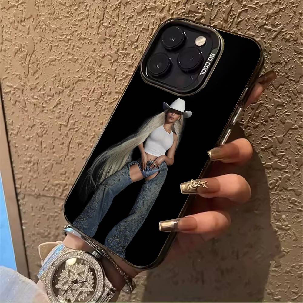 music legend-B-Beyoncé Phone Case For iPhone 17,16,15,14,13,12,11 Plus Pro Max Colored Silver Phone Case