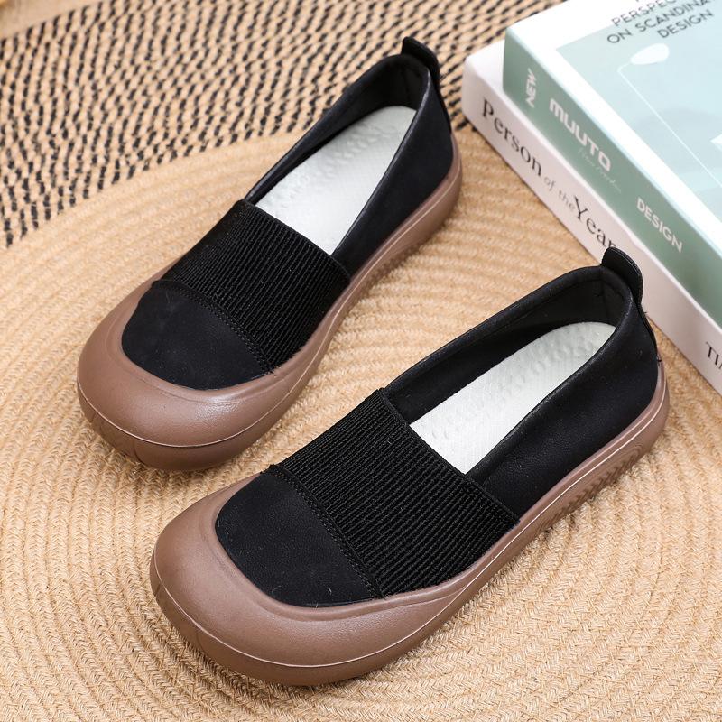 

Весна 2025 года, новые повседневные женские туфли на плоской подошве в стиле ретро, легкие и удобные туфли для мам, ленивые туфли с одной педалью и большим носком 38 чёрный