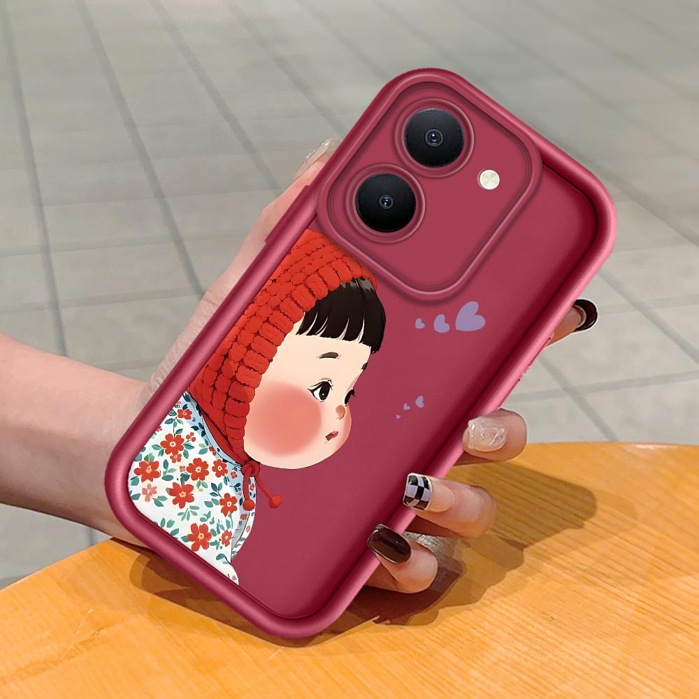 Soft Silicone Square Ladder Printing Pattern Phone Casing Full Cover Camera Shockproof Protection Rubber Case for Vivo