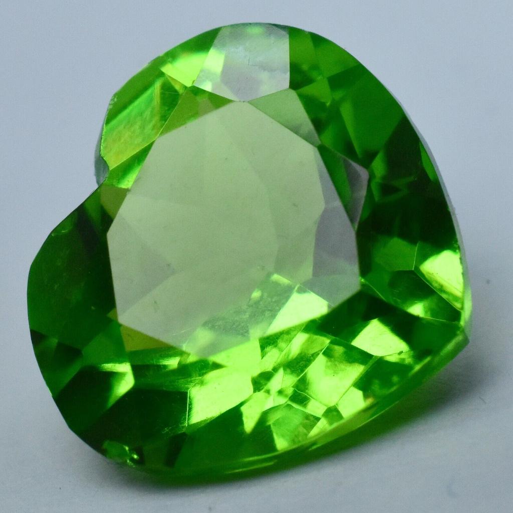NATURAL Peridot Green 12.30 Ct Stone Gemstone HEART CUT Faceted