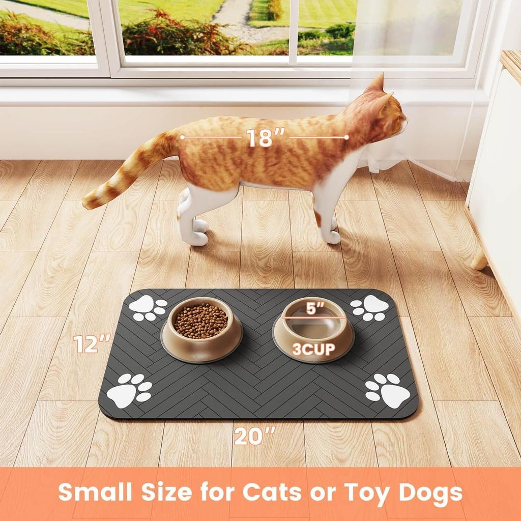 Pet Feeding Mat-Absorbent Pet Placemat for Food and Water Bowl, with Waterproof Rubber Backing, Quick Dry Water Dispenser Mat for Dog and Cat