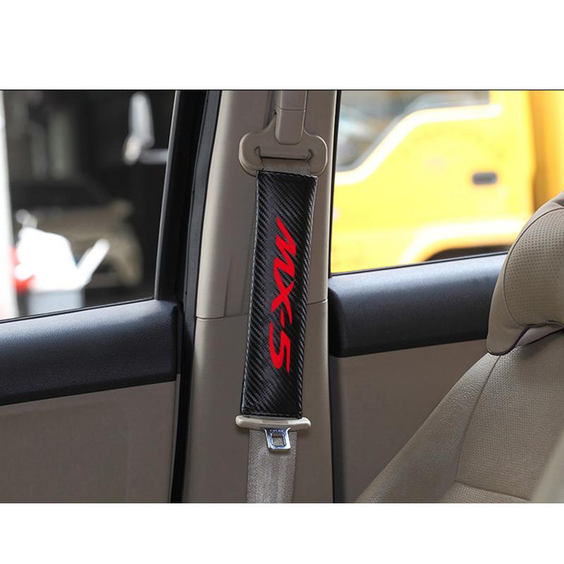 2pcs PU material carbon fiber texture Fashion Car Seat Belt Cover Car Seat belt shoulder Pads For Mazda MX5
