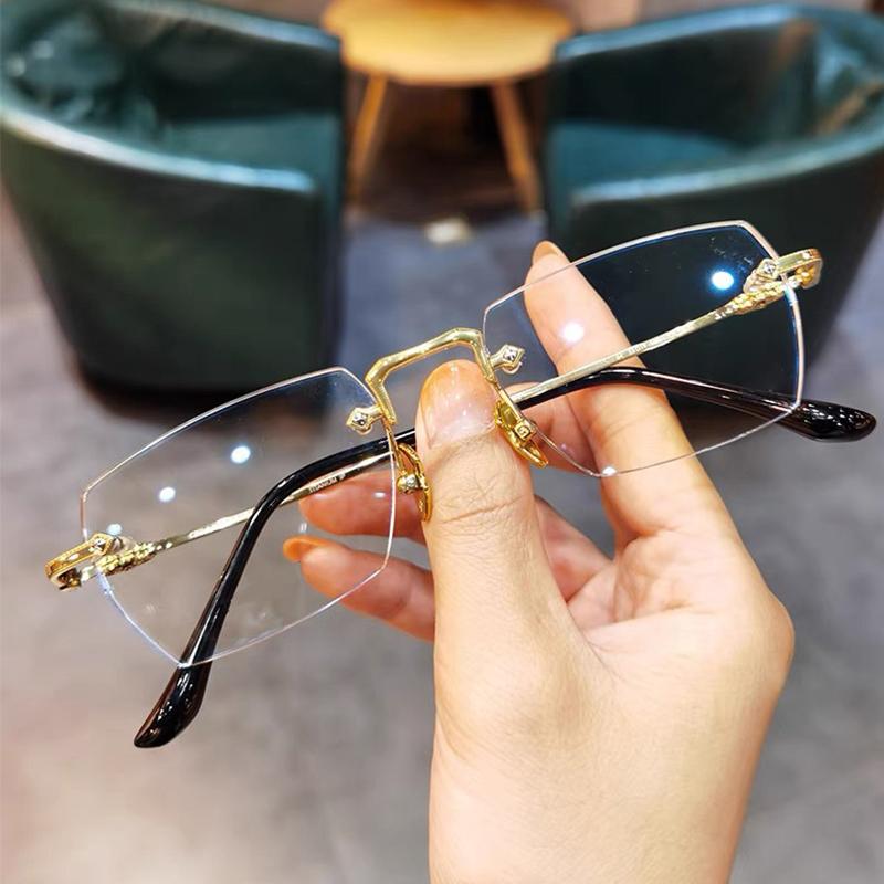 New Frameless Retro Metal Frame Hd Reading Glasses Men's Anti-blue Light Elderly Reading Glasses JH265