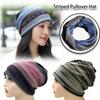 Stripe Print Pullover Hat Multifunctional Keep Warm Women's Pile Hat  Autumn and Winter