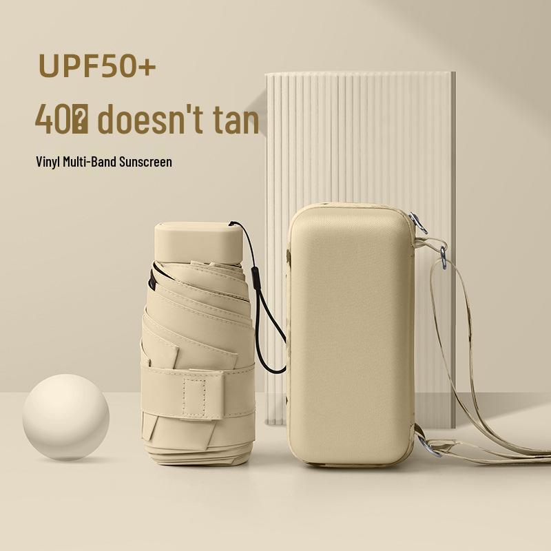 Kompakter Sonnenschirm mit UV-Schutz und Kartenhalter, doppelt verwendbar für Sonne und Regen