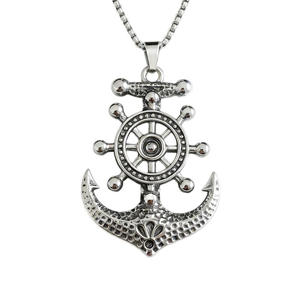 Trendy Hip Hop Street Dance Necklace with Anchor & Wheel Pendants