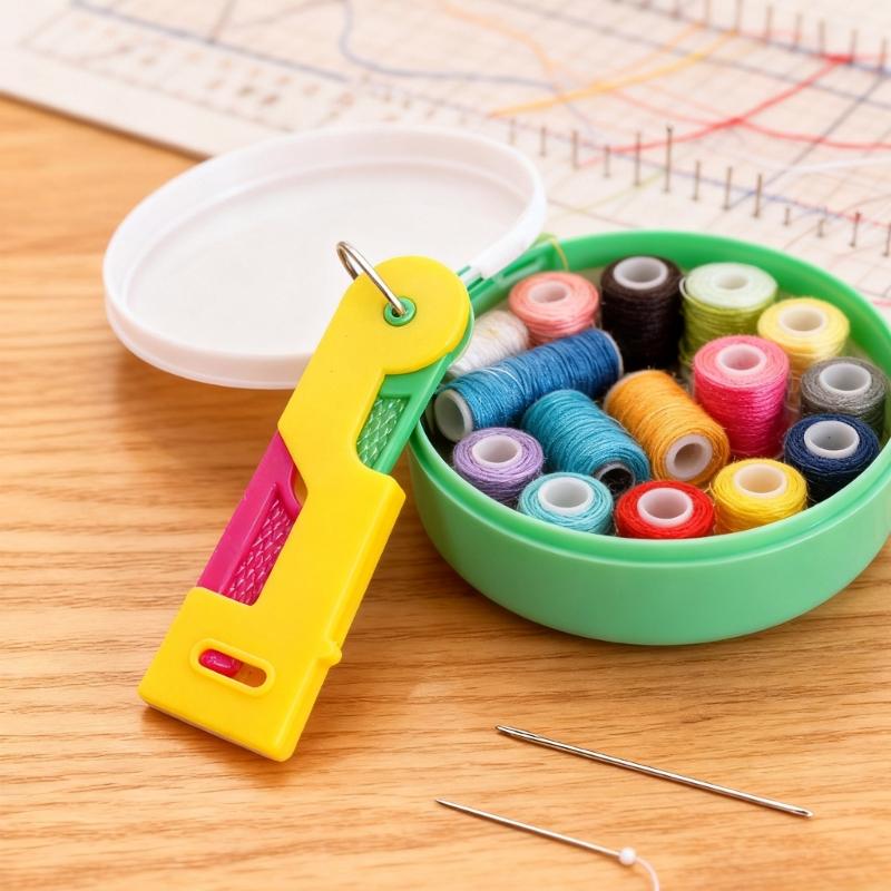 Multifunctional Needle Threader Assorted Random Color Ideal for Effortlessly Sewing Crafting and Projects