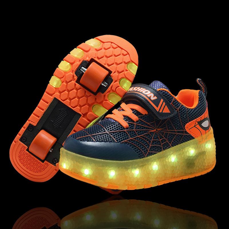 Children's Charging Runaway Shoes Automatic with Lights Single and Double Wheel Skates LED Luminous Shoes