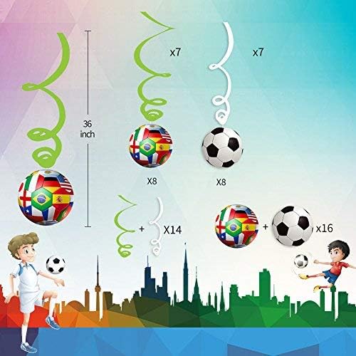 

30pcs Soccer Party Decorations Hanging Swirls Set for 2026 Session Perfect Birthday Celebration Game Day Decor for Family Bar