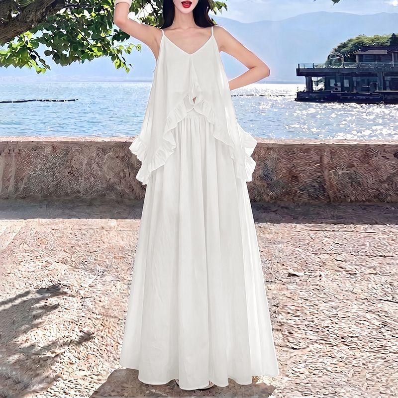 ZANZEA Women Sleeveless Camisoles and Long Skirts Casual Two Piece Suit Sets
