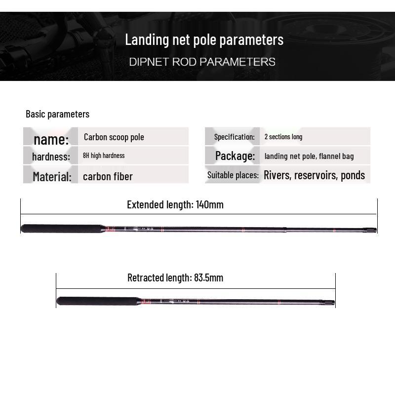 Надлегкий карбоновий підсак для нахлистової риболовлі - Телескопічний, Ізольований, Коротка секція, Надтвердий для карася